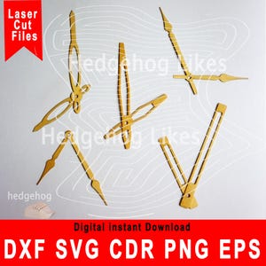 Lancette dell'orologio cdr, Vettore tagliato al laser, Lancette dell'orologio PNG, Lancette dell'orologio SVG, File di lancette dell'orologio per Cricut, Silhouette di lancette dell'orologio CNC Dxf per Laser