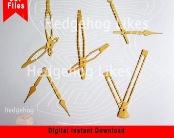 Clock Hands cdr, Laser Cut Vector, Clock hands PNG, Clock Hands SVG, Clock Hands Files for Cricut, CNC Clock Hands Silhouette Dxf for Laser