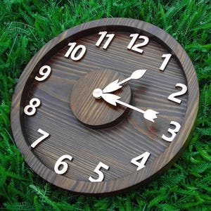 Rustic wooden wall clock with number modern farmhouse wall clock decor country style kitchen wall clock tulip cottage wood clock handmade