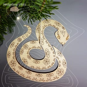 Ornament - Year of the Snake 3x4in - BLACK - Painted Raw Wood Ornament - Year of the Snake 3x4in - BLACK - Painted Raw Wood