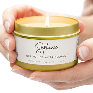 Bridesmaid candle, Be My Bridesmaid Wildflower Candle, Bridesmaid Proposal Gift, Bridal Party Gifts, Personalised Bridesmaid Proposal