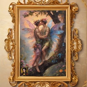 gay fairycore art, lgbtq fairy art, lgbtq victorian poster, queer fairycore, queer cottagecore, queer vintage art, gay vintage decor