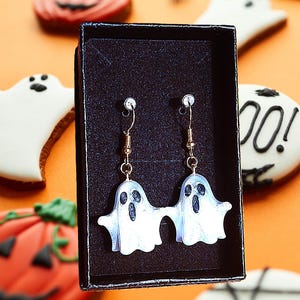 Cute Halloween Ghost Earrings – Our Mini Boo-Boo Dangle Earrings, Pixar inspired Spooky Jewelry, Fun quirky gift for her