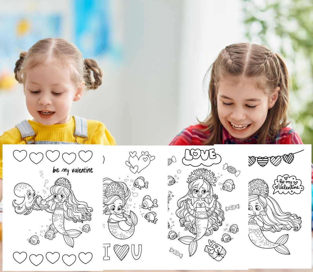 Mermaid Valentine Coloring Pages, Valentine Coloring Printables ...