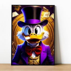 Scrooge McDuck poster, Motivational Print, Print Poster Artwork, Wall Art, Home Decor, Money Poster, Scrooge poster, Money print