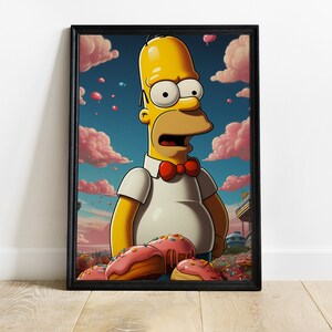 Poster Homer Simpson, poster Simpsons, poster Homer, poster di ciambelle, poster di ciambelle Simpson, arredamento Simpson, arredamento murale, pop art Simpson