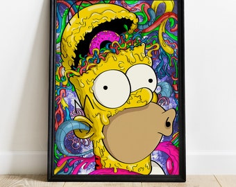 Homer Simpson Poster, Simpsons poster, Homer poster, donuts poster, simpson donuts poster, simpson decor, wall decor, simpsons pop art