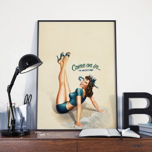 Vintage Pin Up Poster, Beautiful Women Poster, Wall Art Decor
