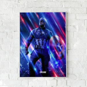Captain America Civil War Poster, Captain America Movie, Retro Movie, Retro Modern, Movie Print, High Quality, Home Decor, Dad Gifts