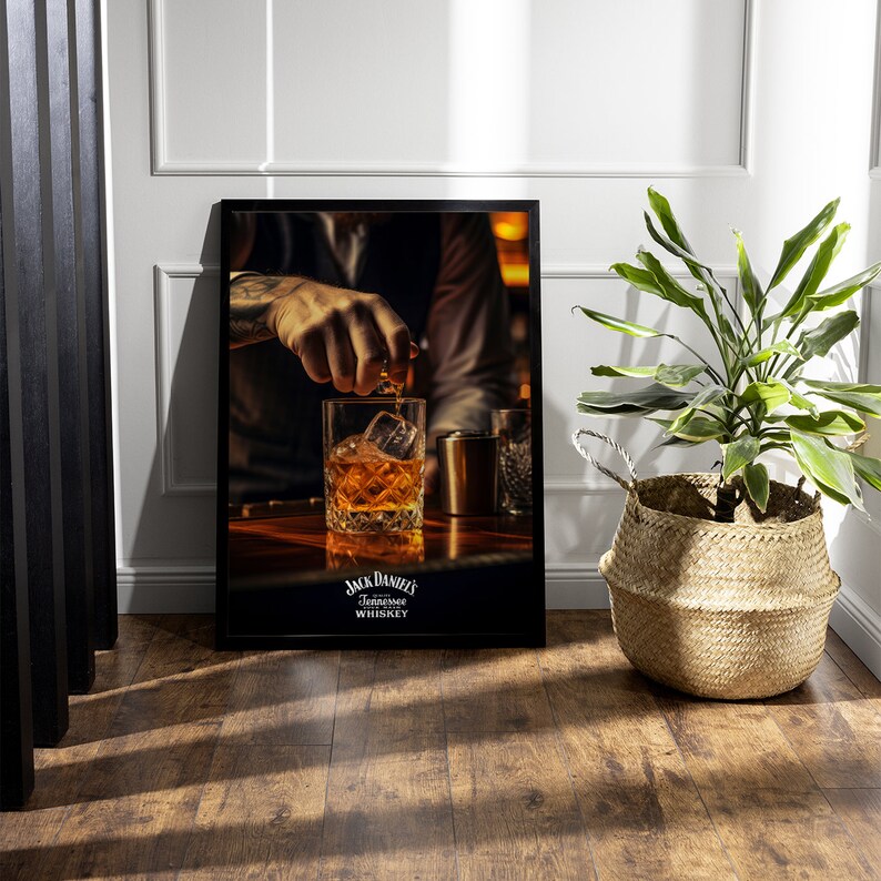 Peintures sur toile - Glas à whisky sur tonneau en bois - 30x20 cm | Décoration murale