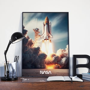 NASA Space Shuttle Poster, Space Shuttle Print, Space Shuttle Art, NASA Wall Art, Rocket Ship Wall Art, Spacecraft Print,Spacecraft Wall Art