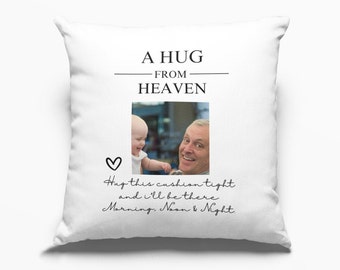 Personalised Photo Cushion | Custom Pillow for Friend | A big Hug From Heaven Keepsake Memorable Gift | Gift for Friends | Gift from Heaven