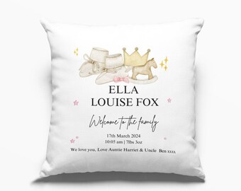 Housse de coussin personnalisée Baby Girl | Housse d’oreiller - Cadeau baby shower | Cadeau pour nouveau-né | Cadeau souvenir | Cadeau de bébé fille | Poison de grossesse