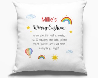 Personalised Worry Cushion | Custom Pillow for Friend | Keepsake Gifts | Personalised Memorial Keepsake Cushion | Anxiety Mental Health Gift