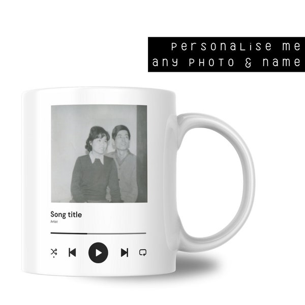 Personalised Music Mug, Birthday gift for friends , Mugs for gift, Song Title and Artist Name Mug, Your Custom Photo MUG - Gifts for her/him