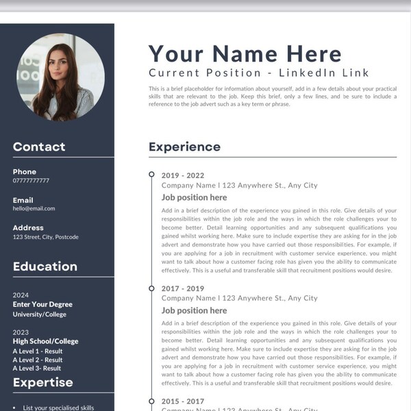 CV Resume Template with Guidance Notes