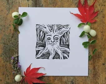 Oak lino print