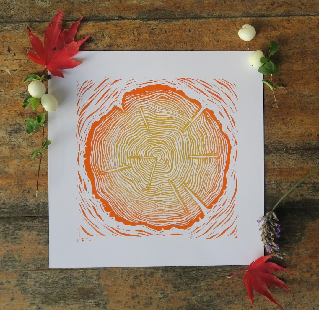 Tree Rings Lino Print - Etsy