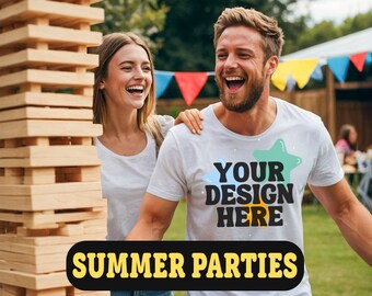 9 Summer Garden Party Bundle of T-Shirt Mock Ups, New Gildan 5000 Shirt Mockups Set Pack, Birthday BBQ Friends Family Gathering Cookout