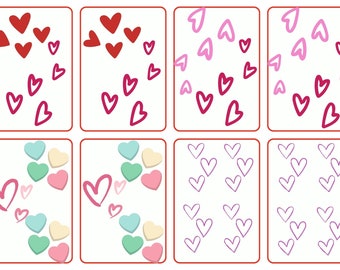 Valentines day, snap / matching pairs game. Numbers 1-20. Maths game for children, counting / recognition.