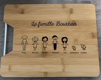 Planche à découper personnalisée en bambou - Cadeau unique pour la famille