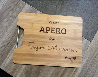 Planche à découper marraine, idée cadeau marraine, planche apéro marraine