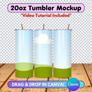 Drag and Drop 20oz Tumbler Mockup Canva, Canva Tumbler Mockup Template, 20oz Skinny Tumbler Mockup, Add Your Background Drag and drop Mockup