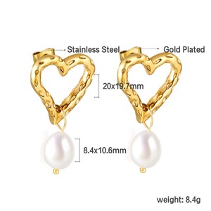Felsen Mart Tropfen Herz Ohrringe hängend gold Ohrringe Zierliche Tropfen-Ohrringe Geschenk für Frauen und Mädchen Bild 5