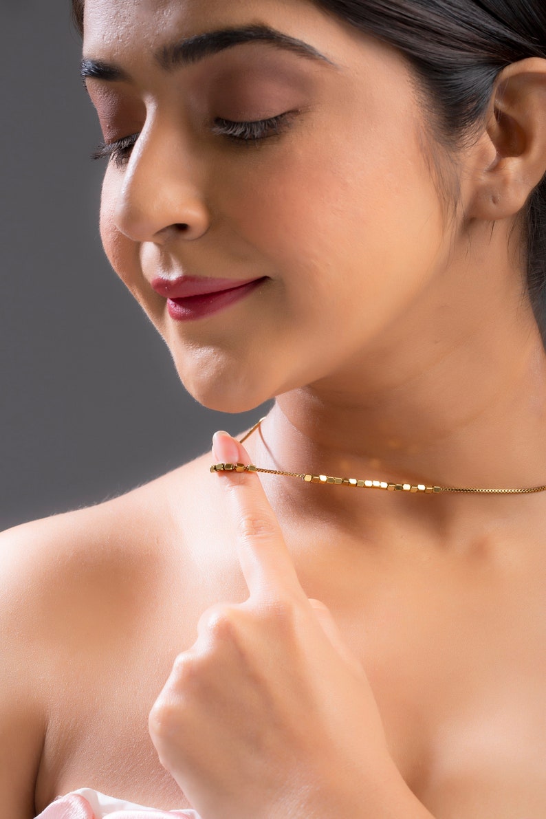 Felsen Mart Schwarz 18k Vergoldet Kubanische Gliederkette Choker Halskette Einstellbar Geschenk für Frauen und Mädchen Bild 2