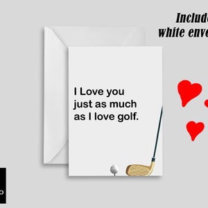 Zabawna kartka walentynkowa, kartka rocznicowa, golf, kartka walentynkowa, prezenty dla niej, prezenty dla niego