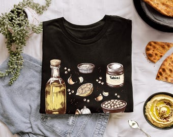 Hummus Ingredients Graphic T-Shirt, Vegan Foodie Tee