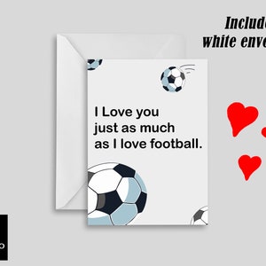 Tarjeta divertida de San Valentín, tarjeta de aniversario, fútbol, tarjeta de San Valentín, regalos para ella, regalos para él