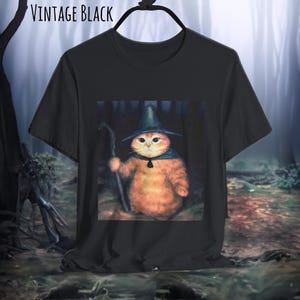 Wizard Cat T-shirt, Cat Lover T-shirt, Magical Cat Tshirt, Vintage 90s TShirt Orange Cat T-Shirt, Cat meme gift, Cat Gift for Her