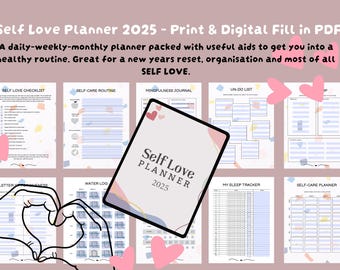 Self Love Planner, Digital & Printable Wellness Journal (PDF)