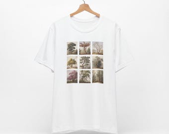 Botanical Trees Graphic Tee, Cottagecore Garden Shirt