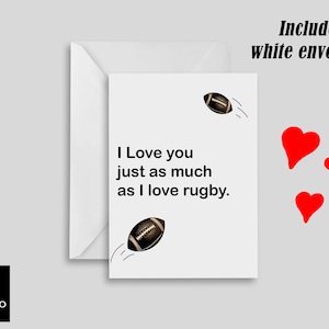 Grappige valentijnskaart, jubileumkaart, rugby, valentijnskaart, cadeaus voor haar, cadeaus voor hem