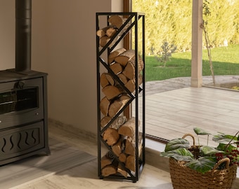 Firewood Rack, Wood Holder, Firewood Stand, Log Holder, Fireplace Accessory, Metal Firewood Shelf