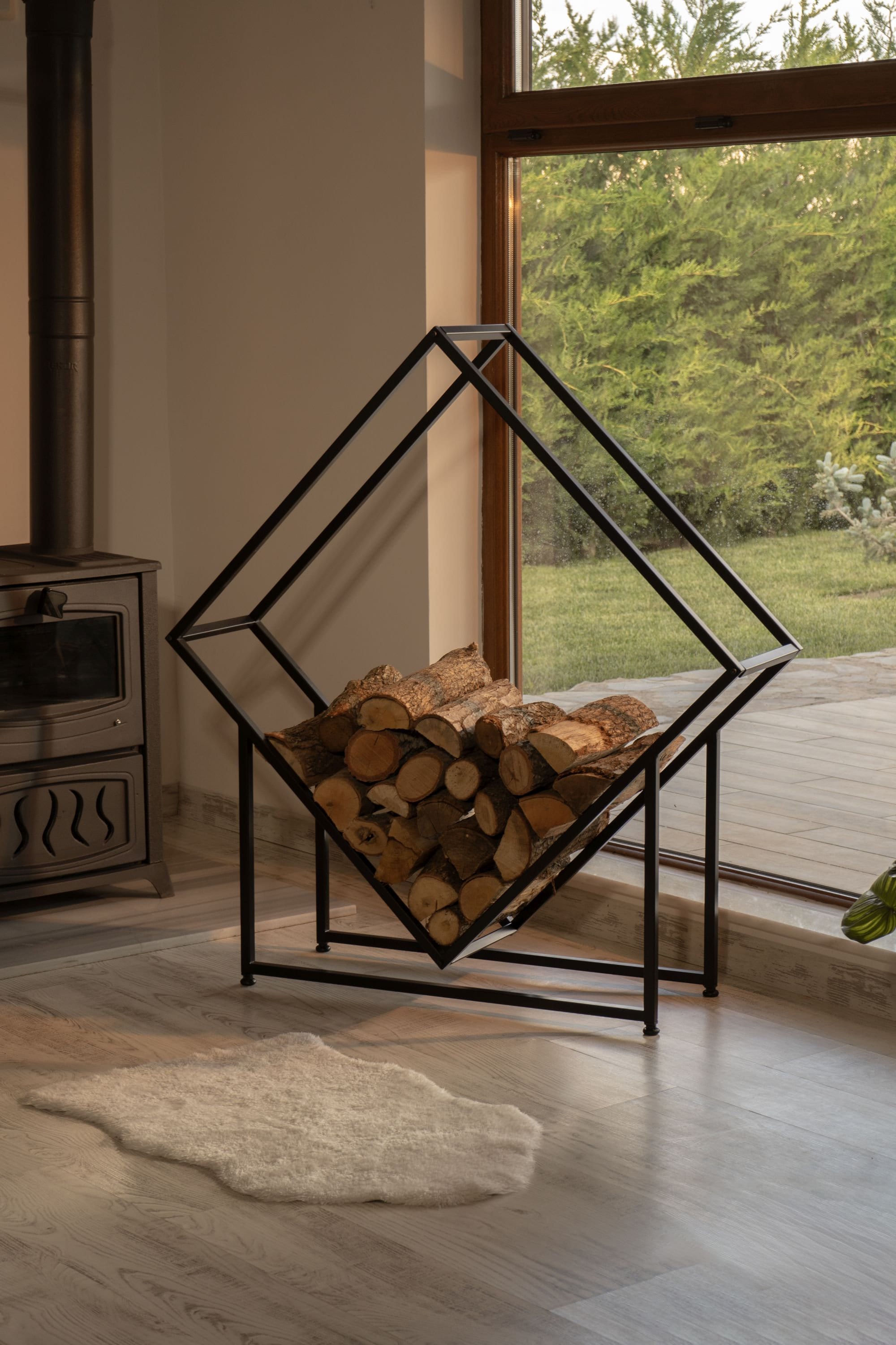 Metal log holder for fireplace new arrivals