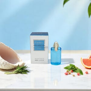 Cartier Déclaration L'Eau MINIATURE Eau Toilette 4ml. Descontinuado e raro. Notas frescas evocam praia e sol.