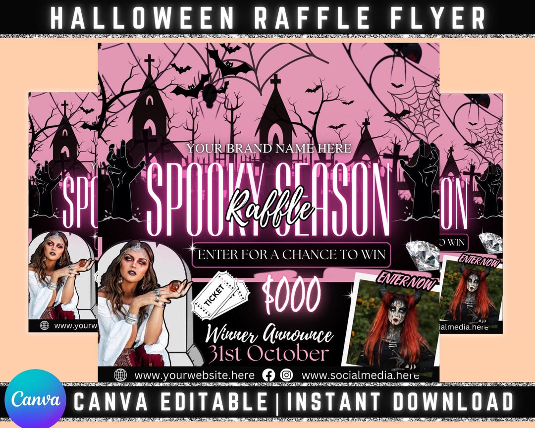 Halloween Raffle Flyer, Halloween Giveaway Flyer, October Raffle ...