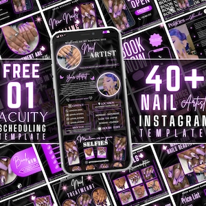 40+ Nail Tech Instagram Vorlagen | Nail Artist Instagram Post | Nageldesigner Social Media Posts | Nägel Vorlagen | Ästhetischer Instagram