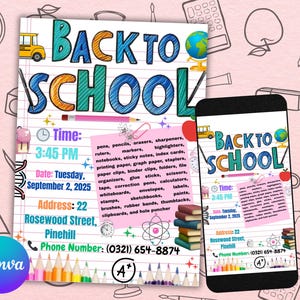Back To School Bash Flyer, DIY Flyer Template Design, Community Event Flyer, Back To School Party Invite Flyer, Premade Invitation Flyer