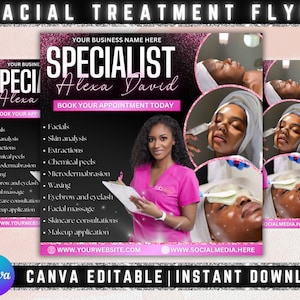 Esthetician Flyer, DIY Flyer Template Design, Skin Care Services Flyer, Beauty Facial Treatment Flyer, Premade Instagram Hydrafacial Flyer