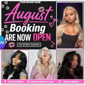August Back to School Flyer: Hair, Braids, Lashes, Wigs (Canva Editable)