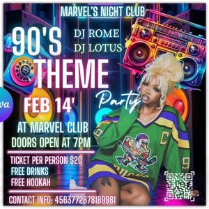Editable 90s Birthday Party Invitation back to the 90s Neon party glow dance disco 2000s birthday 90s instant download, 1990s CANVA