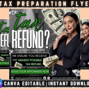 Tax Prep Flyer, Tax Prep Flyer, Tax Prep Instagram, Tax Flyer Template, Preparation Flyers, Tax Prep Template, Tax Preparation