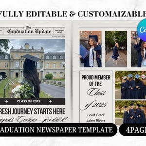 Graduation Newspaper 2025 Canva Editable 30 Template Designs, Senior Graduation 2025, You Did it Newspaper Invitation Editable, College Grad