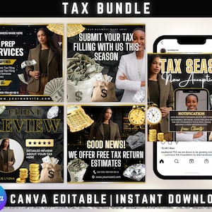 Tax Prep Bundle, Tax Prep Flyer, Tax Prep Instagram, Tax Flyer Template, Preparation Flyers, Tax Prep Template, Tax Preparation, Tax