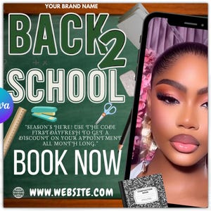 Back to School Booking Flyer | Back to school sale flyer | Diy Deals Template | Hair, Lashes, Nails, Braids, wax | Newspaper back to school