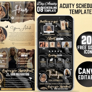 08 Acuity Scheduling Template, Hair Stylist Acuity Scheduling Template, Hair Stylist Branding, Hair Stylist Website, Canva Templates